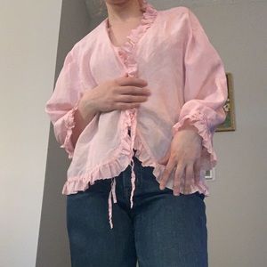 100% silk baby pink coverup